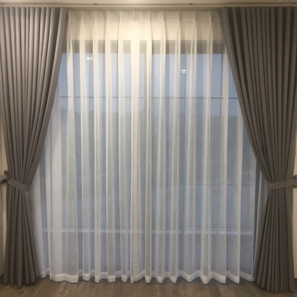 Rèm vải cửa sổ màu ghi đẹp giá rẻ LUISA 3059